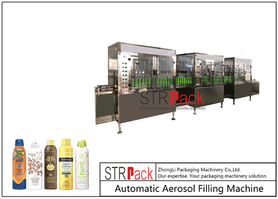 دستگاه پرکن آئروسل 1200Cans/H 600ml برای تولید اسپری ضد آفتاب
